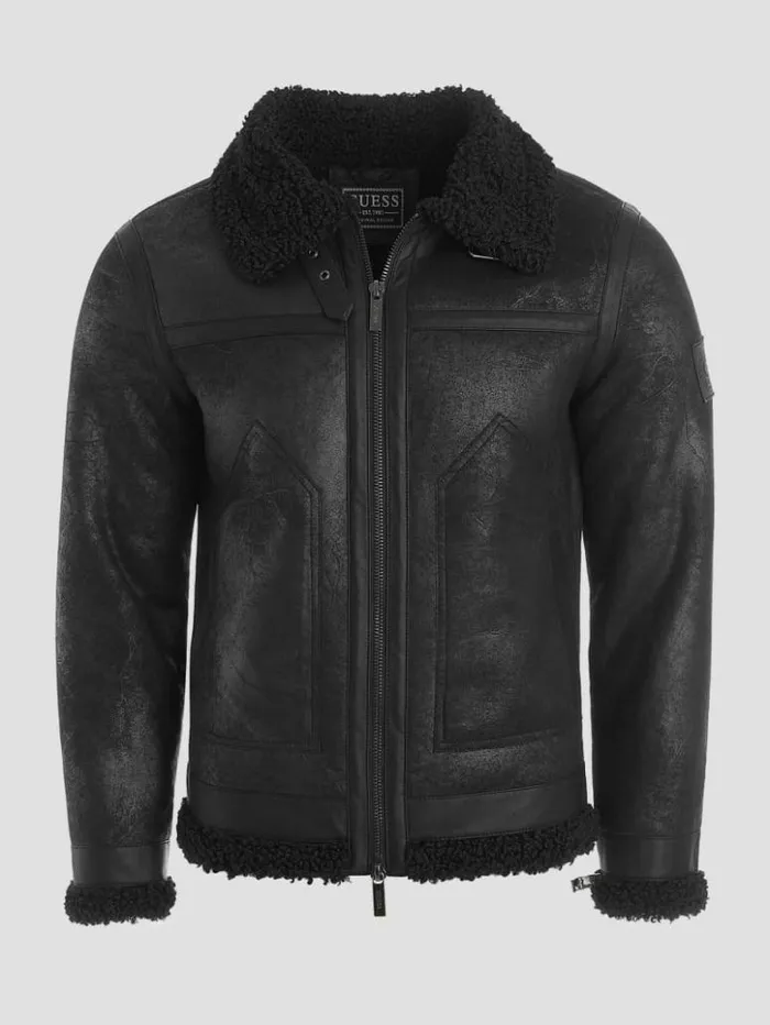 Men GUESS Jackets and Coats Eco FauxShearling Jacket Black