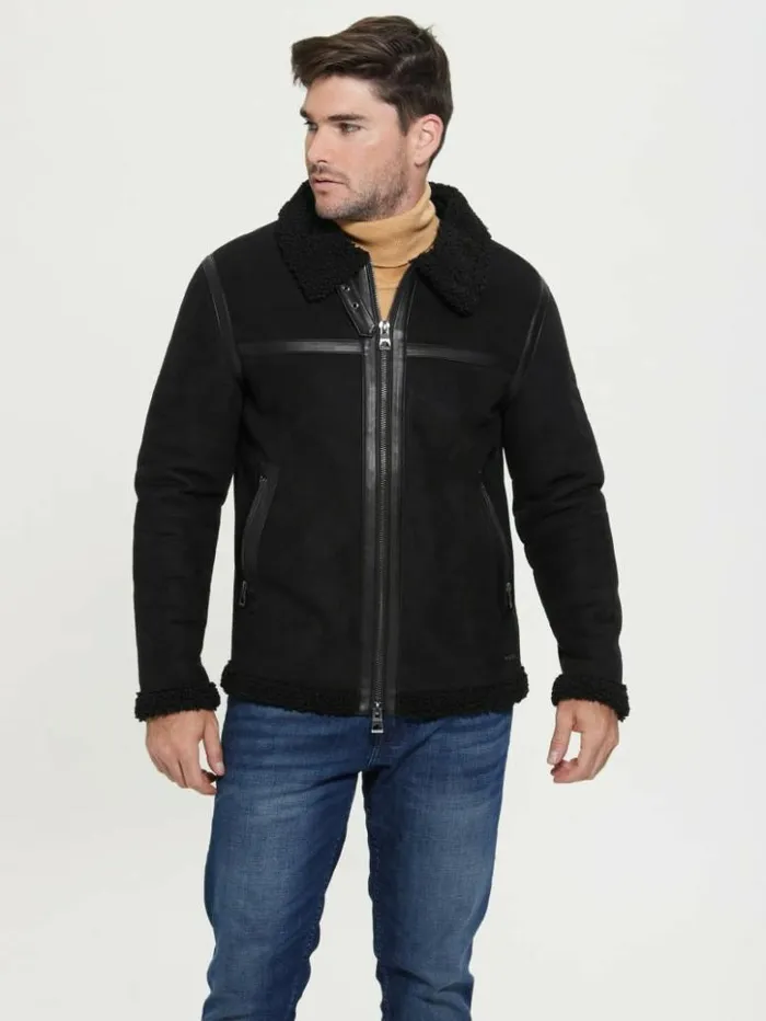 Men GUESS Jackets and Coats Eco FauxShearling Jacket Black