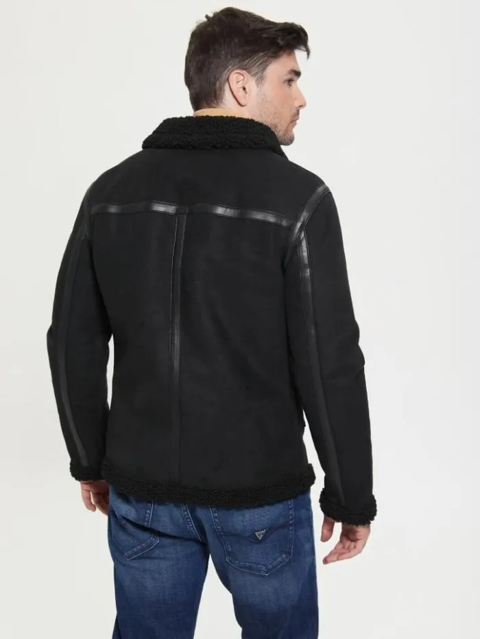Men GUESS Jackets and Coats Eco FauxShearling Jacket Black