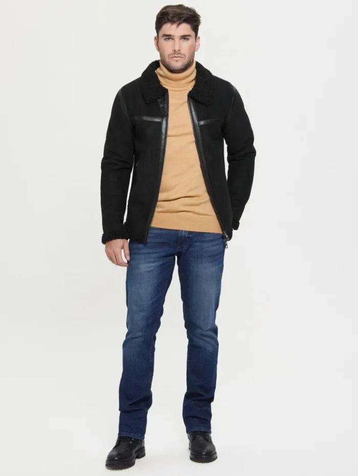 Men GUESS Jackets and Coats Eco FauxShearling Jacket Black