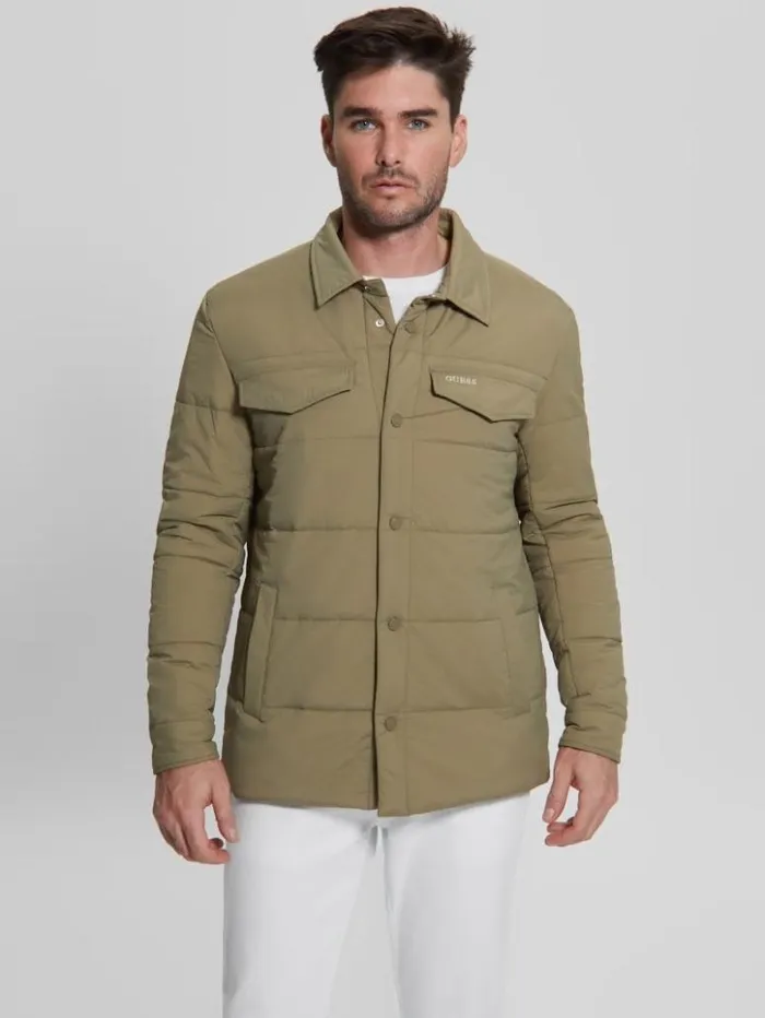 Men GUESS Jackets and Coats Eco Quilted Shacket Khaki Way
