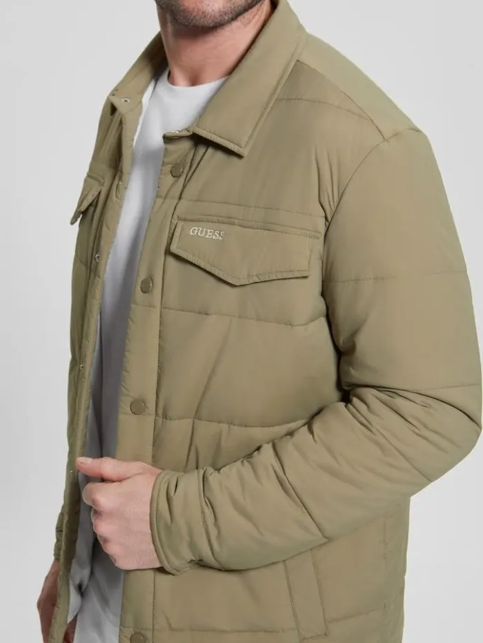 Men GUESS Jackets and Coats Eco Quilted Shacket Khaki Way