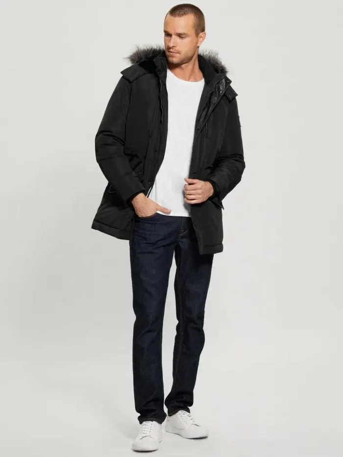 Men GUESS Jackets and Coats Eco Real Down Parka Black
