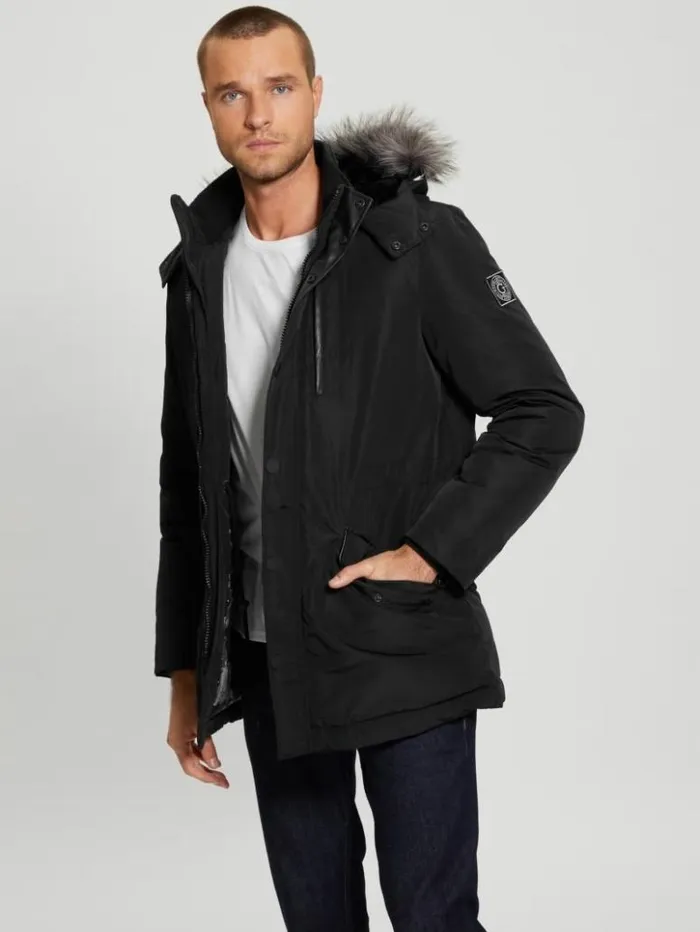 Men GUESS Jackets and Coats Eco Real Down Parka Black