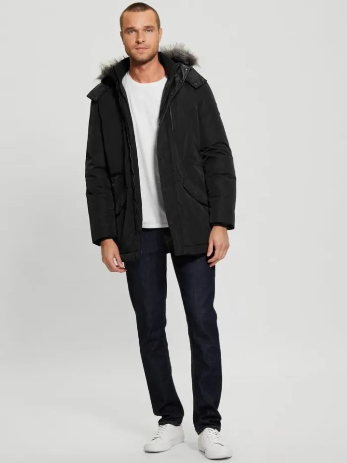 Men GUESS Jackets and Coats Eco Real Down Parka Black