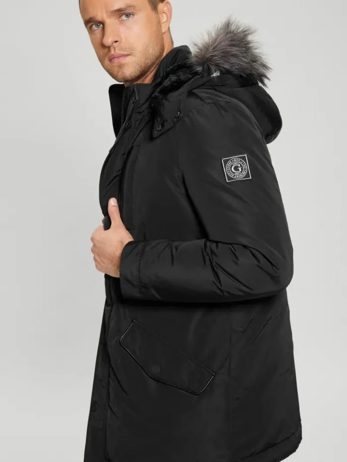 Men GUESS Jackets and Coats Eco Real Down Parka Black