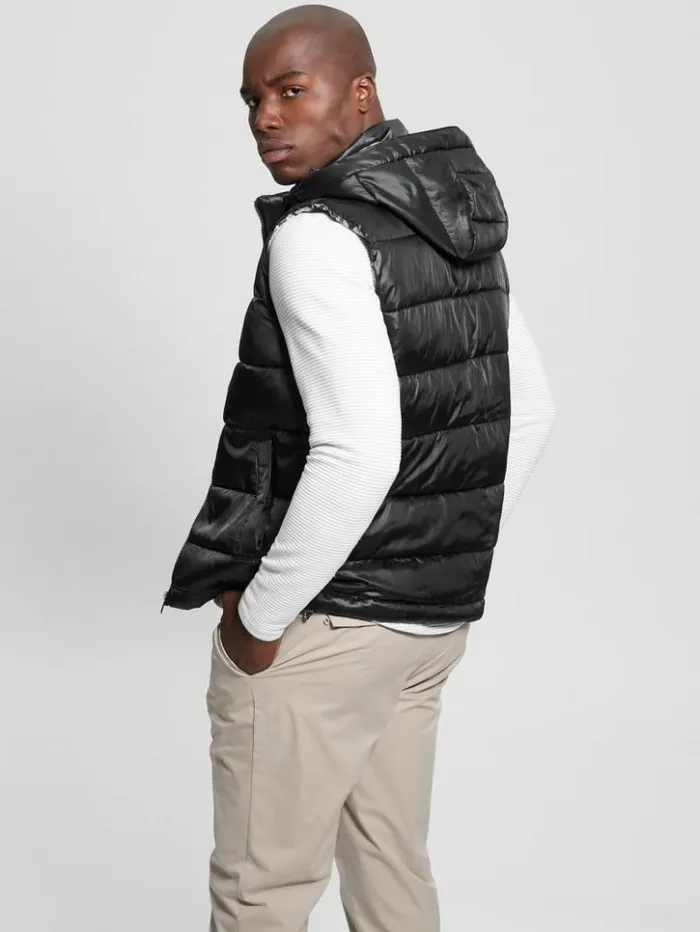 Men GUESS Jackets and Coats Eco Super Light Puffer Vest Black
