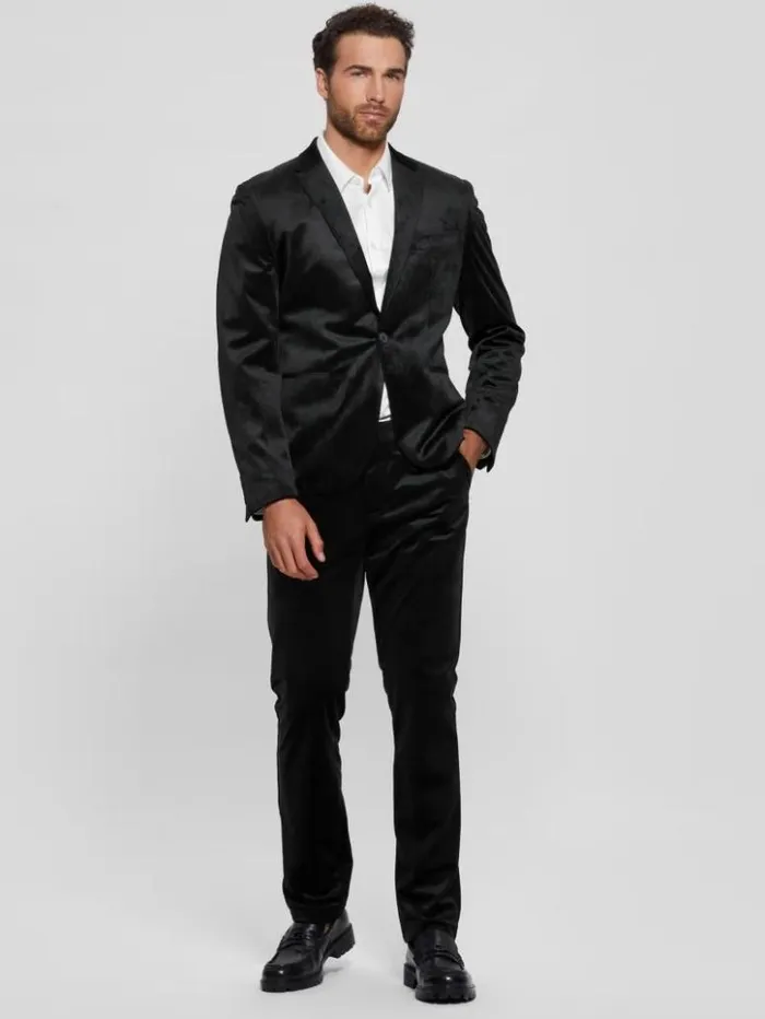 Men GUESS Jackets and Coats Fulham Velvet Blazer Black