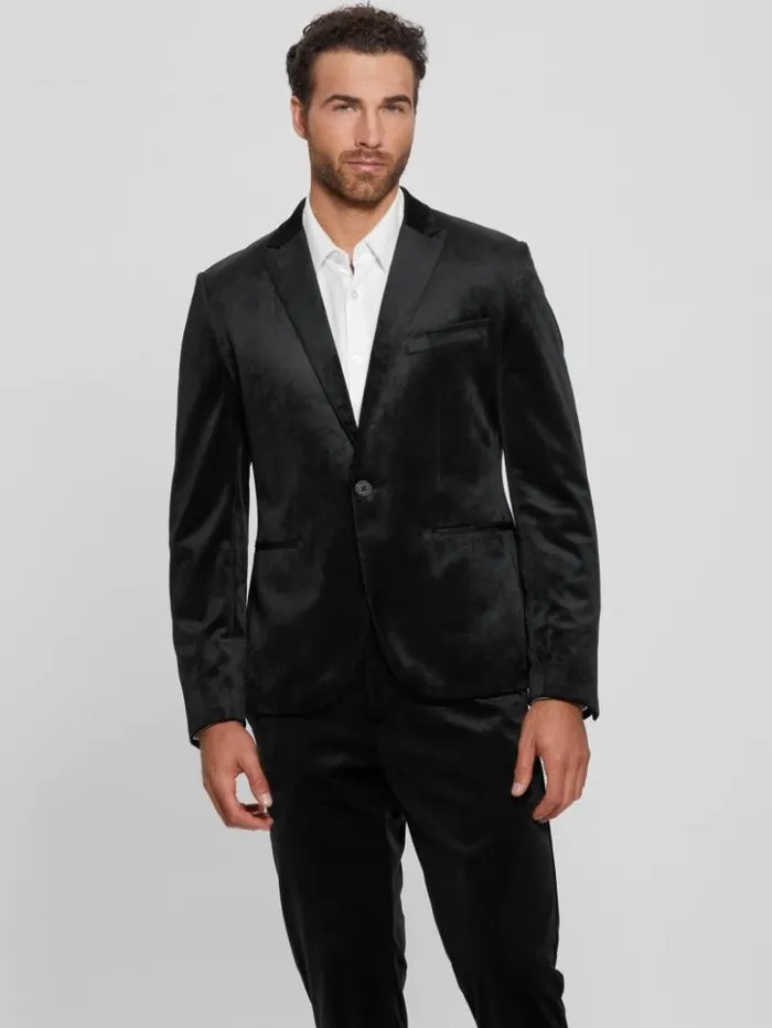 Men GUESS Jackets and Coats Fulham Velvet Blazer Black