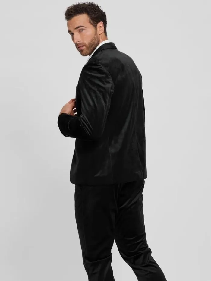 Men GUESS Jackets and Coats Fulham Velvet Blazer Black