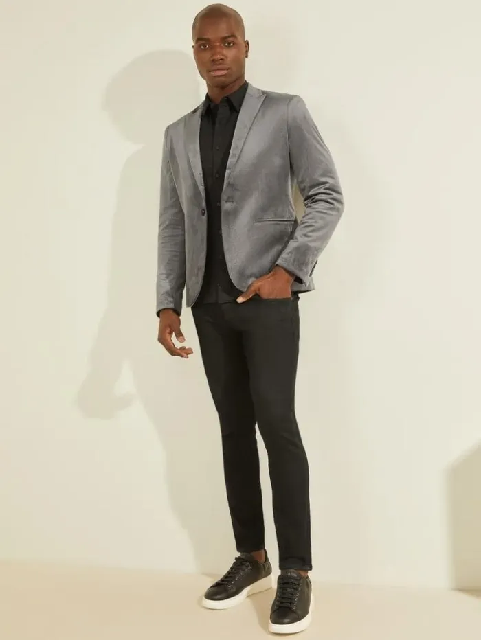 Men GUESS Jackets and Coats Fulham Velvet Blazer Stone Isle
