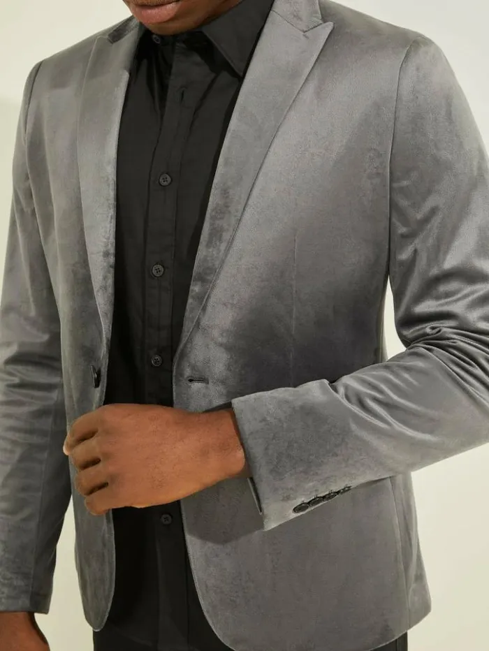 Men GUESS Jackets and Coats Fulham Velvet Blazer Stone Isle