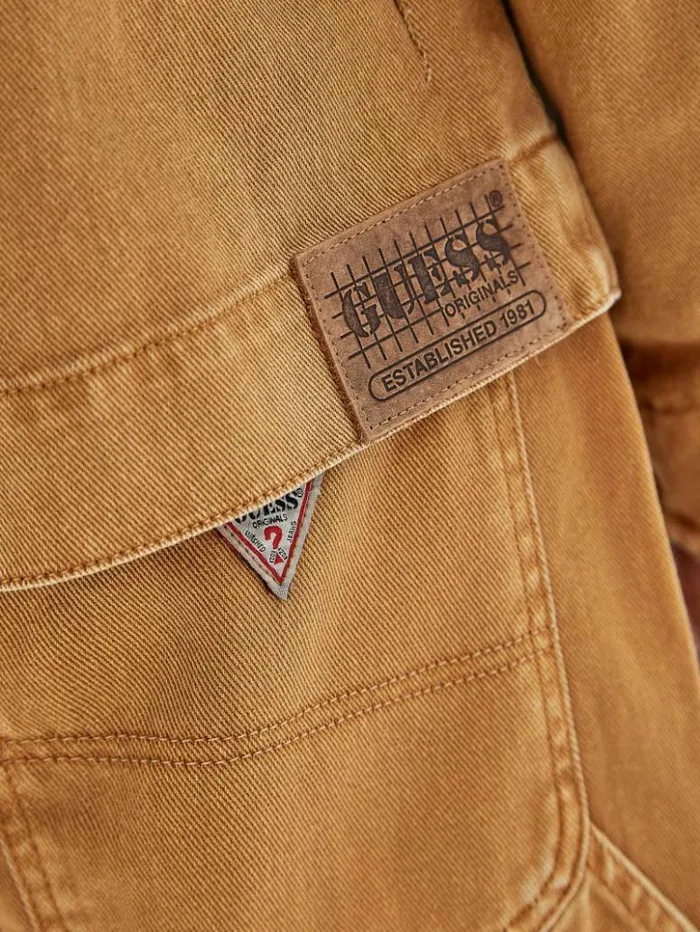 Men GUESS Jackets and Coats GUESS Originals Aged Denim Work Jacket Go Vintage Tan Wash Men GUESS Jackets and Coats GUESS Originals Aged Denim Work Jacket Go Vintage Tan Wash