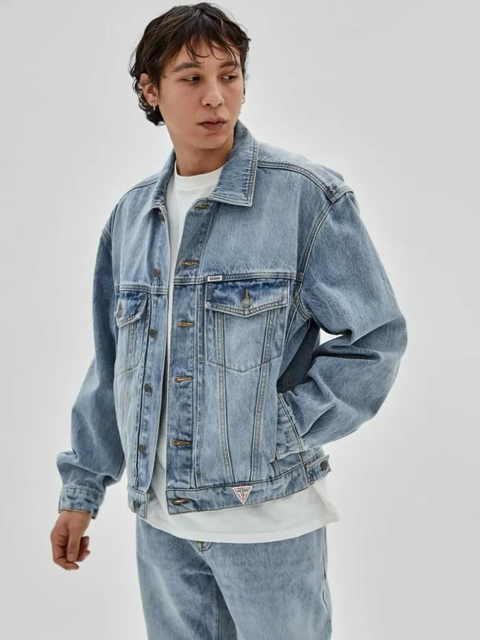 Men GUESS Jackets and Coats GUESS Originals Denim Kit Jacket Go Leo Lt Wash
