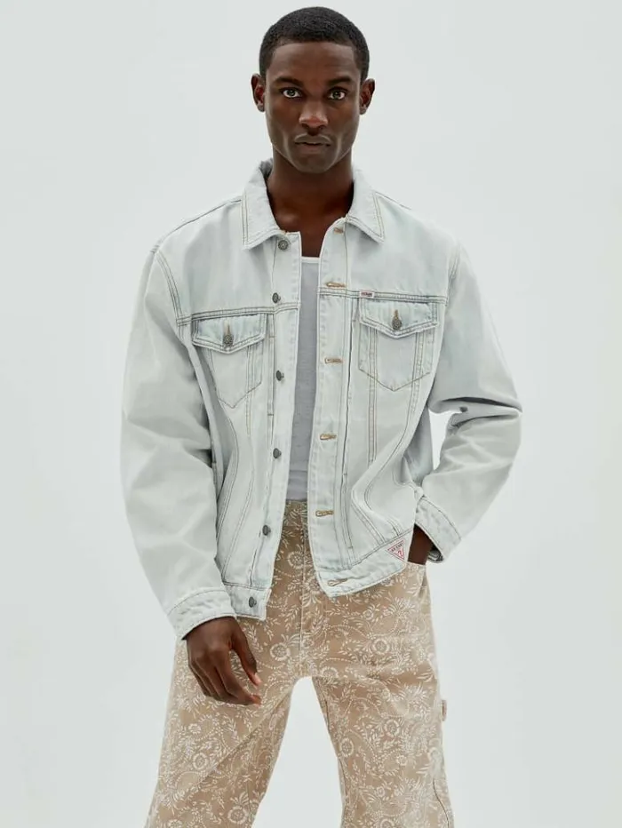 Men GUESS Jackets and Coats GUESS Originals Kit Denim Jacket Go Crest Lt Wash