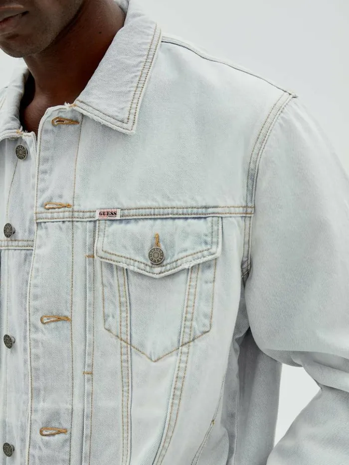 Men GUESS Jackets and Coats GUESS Originals Kit Denim Jacket Go Crest Lt Wash Men GUESS Jackets and Coats GUESS Originals Kit Denim Jacket Go Crest Lt Wash