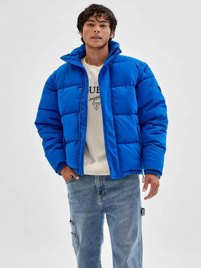 Men GUESS Jackets and Coats GUESS Originals Puffer Jacket Bright Zaffre