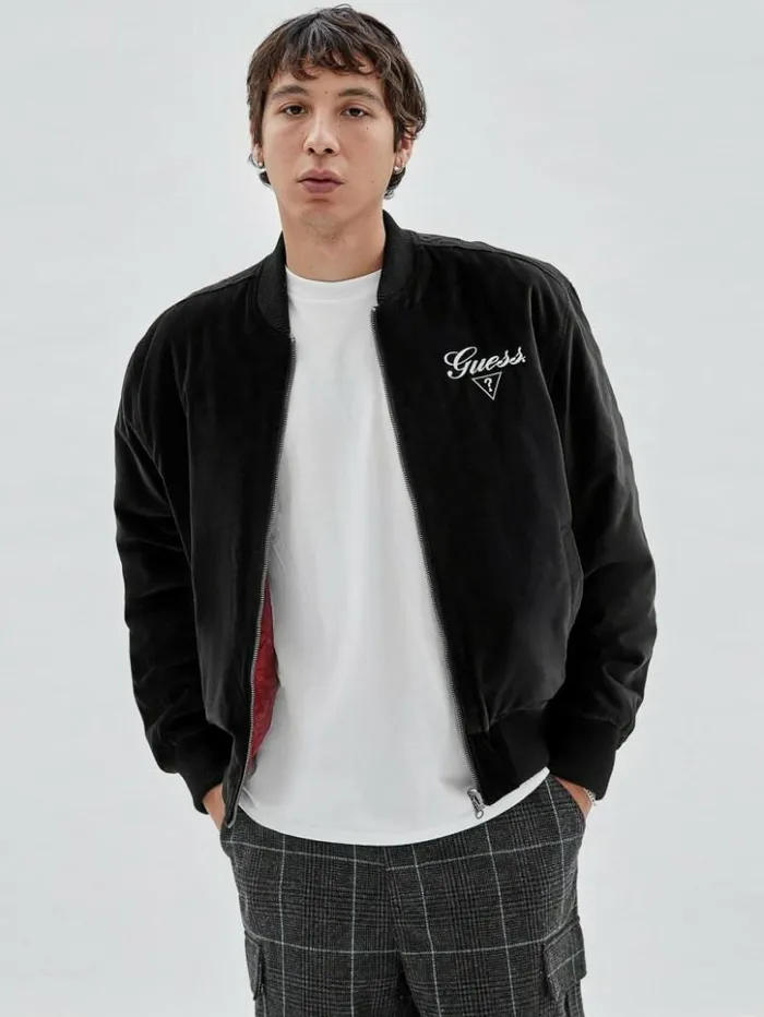 Men GUESS Jackets and Coats GUESS Originals Reversible Flight Jacket Black