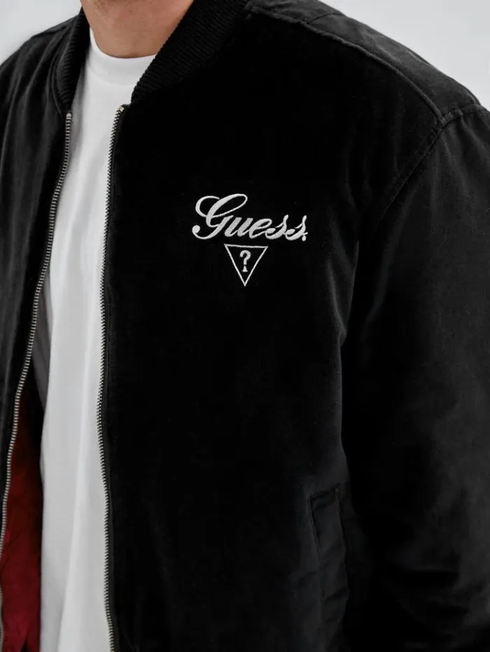 Men GUESS Jackets and Coats GUESS Originals Reversible Flight Jacket Black
