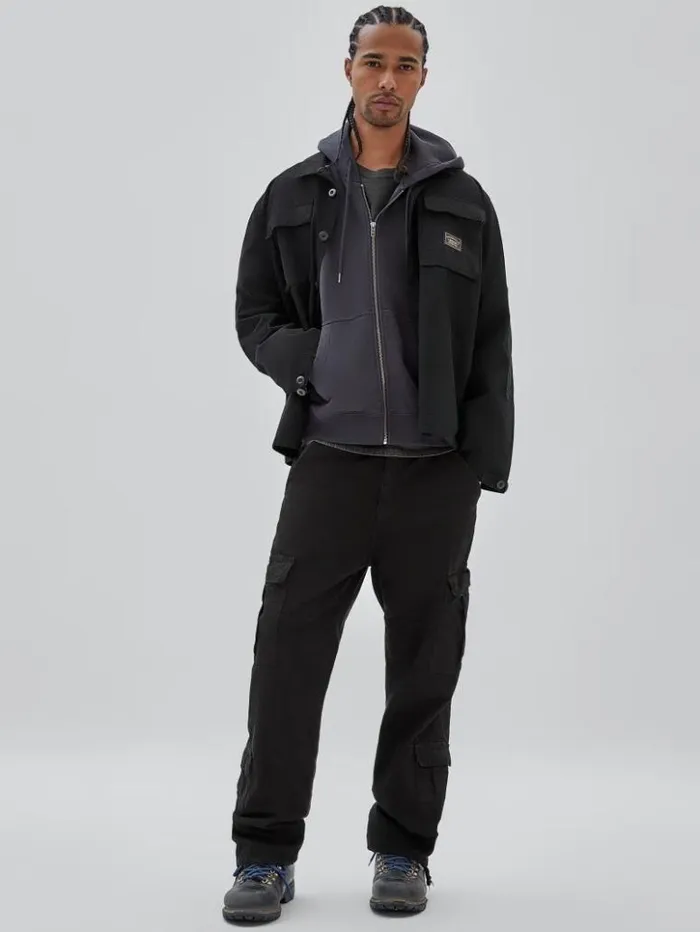 Men GUESS Jackets and Coats GUESS Originals Ripstop Overshirt Jet Black Multi Men GUESS Jackets and Coats GUESS Originals Ripstop Overshirt Jet Black Multi
