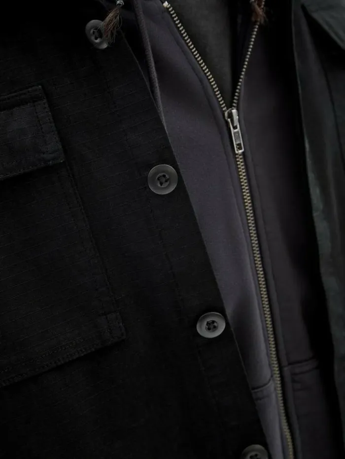 Men GUESS Jackets and Coats GUESS Originals Ripstop Overshirt Jet Black Multi Men GUESS Jackets and Coats GUESS Originals Ripstop Overshirt Jet Black Multi