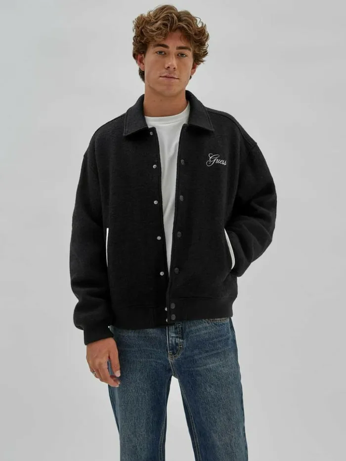 Men GUESS Jackets and Coats GUESS Originals WoolBlend Varsity Jacket Black