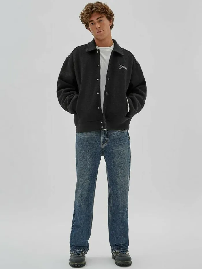 Men GUESS Jackets and Coats GUESS Originals WoolBlend Varsity Jacket Black