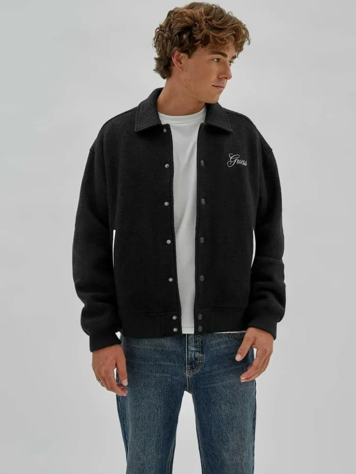Men GUESS Jackets and Coats GUESS Originals WoolBlend Varsity Jacket Black