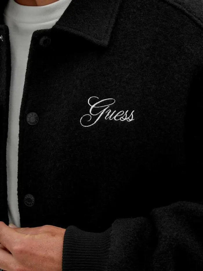 Men GUESS Jackets and Coats GUESS Originals WoolBlend Varsity Jacket Black