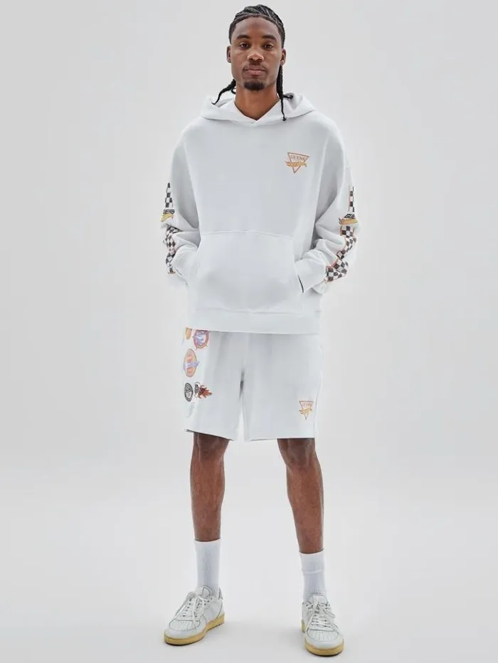 Men GUESS Jackets and Coats GUESS Originals X Hot Wheels Hoodie Pure White