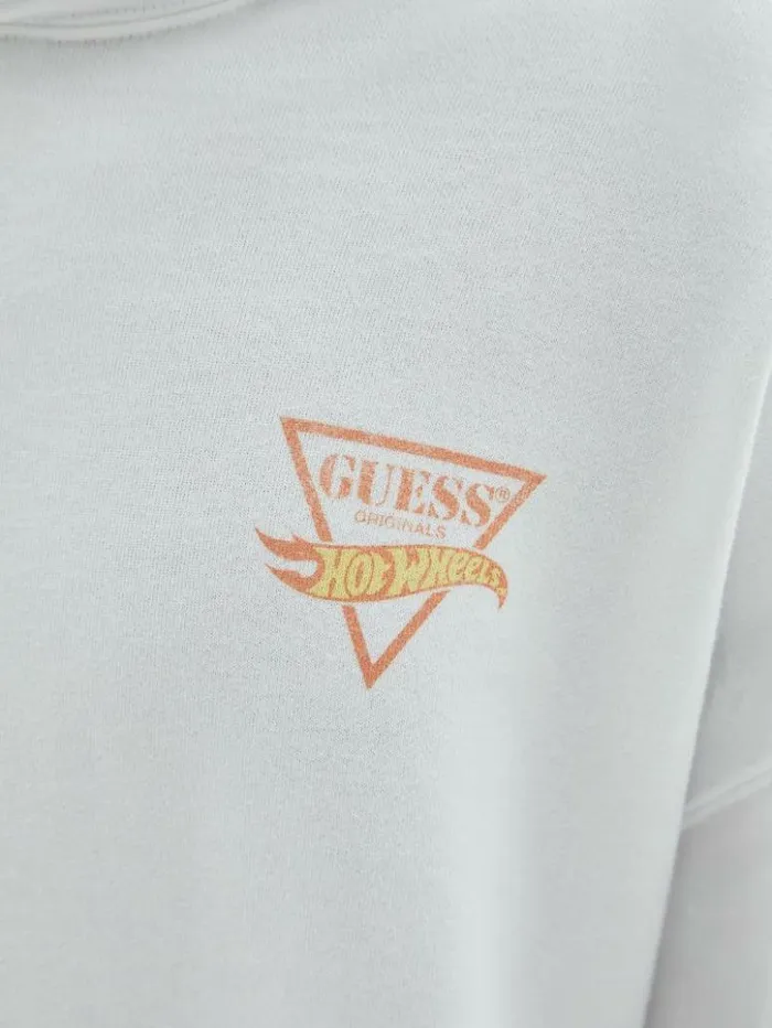 Men GUESS Jackets and Coats GUESS Originals X Hot Wheels Hoodie Pure White
