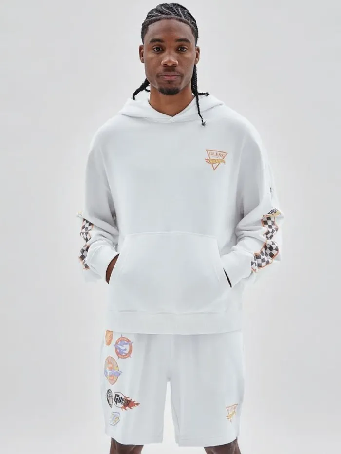 Men GUESS Jackets and Coats GUESS Originals X Hot Wheels Hoodie Pure White