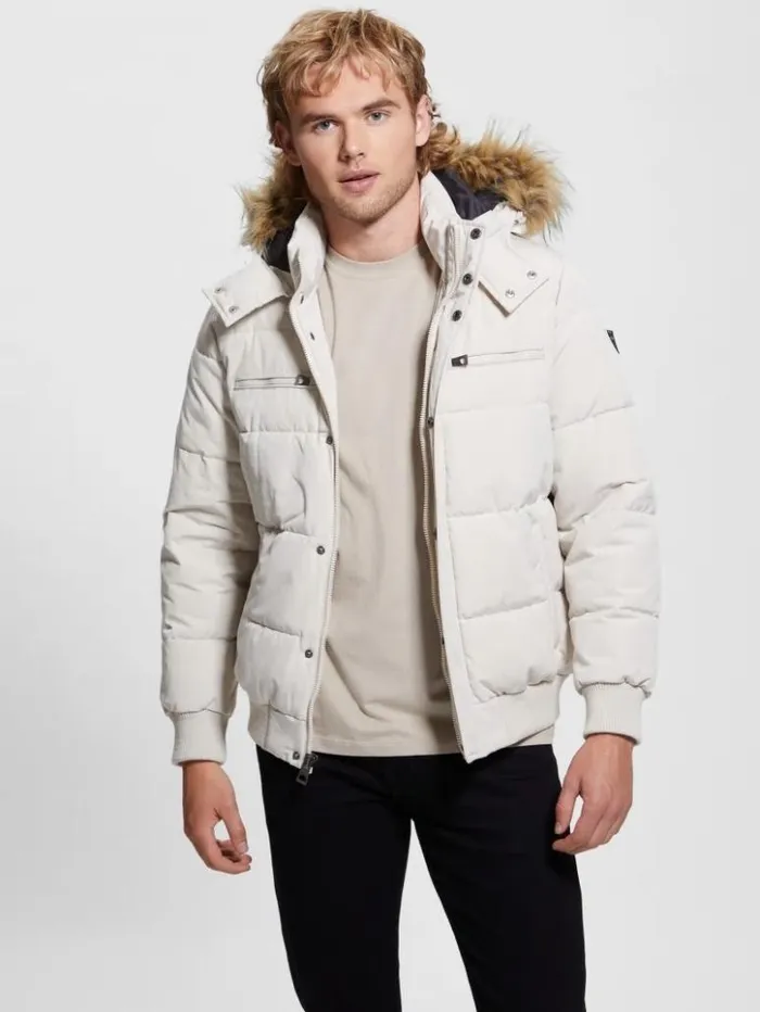 Men GUESS Jackets and Coats Heavy Flight Puffer Jacket Dreamy Moon