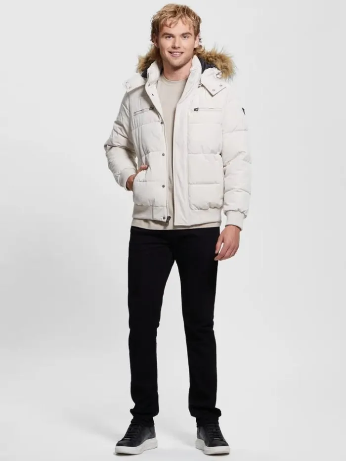 Men GUESS Jackets and Coats Heavy Flight Puffer Jacket Dreamy Moon