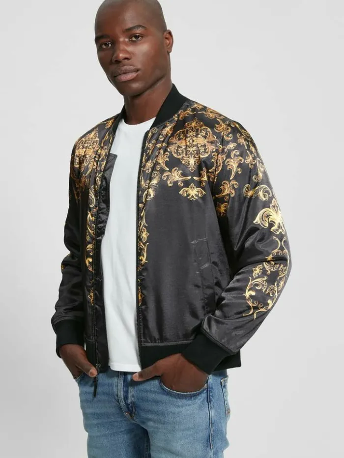 Men GUESS Jackets and Coats Irvine Royal Flight Jacket Black