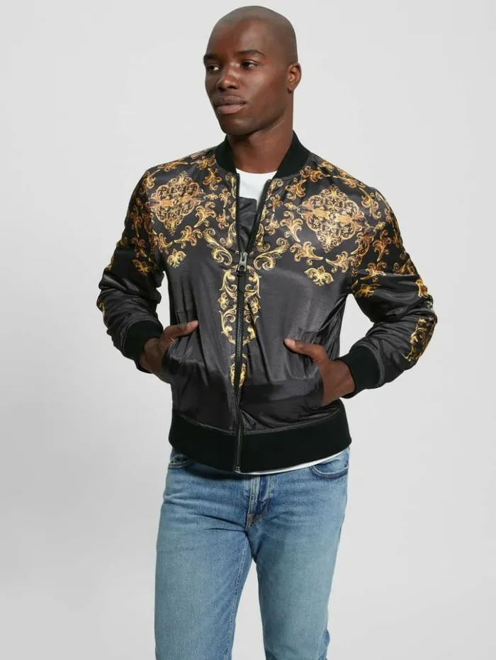 Men GUESS Jackets and Coats Irvine Royal Flight Jacket Black