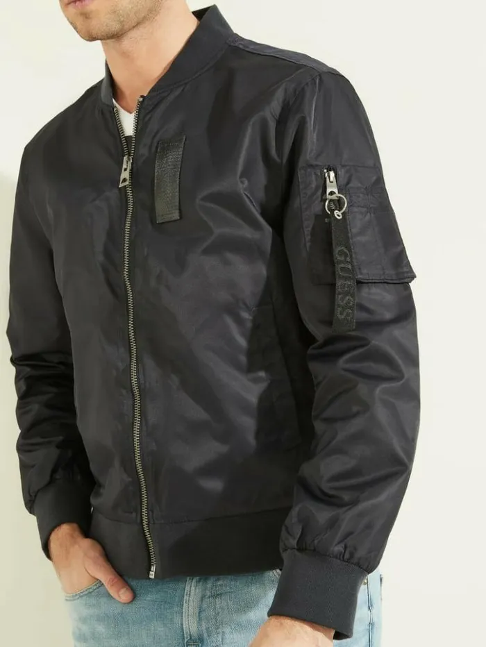Men GUESS Jackets and Coats Nylon Flight Jacket Bleu lgant
