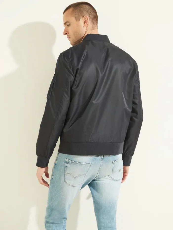 Men GUESS Jackets and Coats Nylon Flight Jacket Bleu lgant