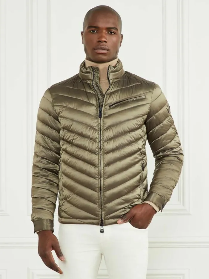 Men GUESS Jackets and Coats Padded Chevron Jacket Desert Green