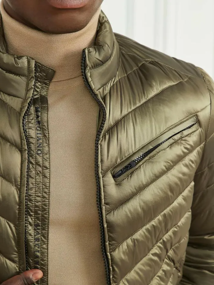 Men GUESS Jackets and Coats Padded Chevron Jacket Desert Green