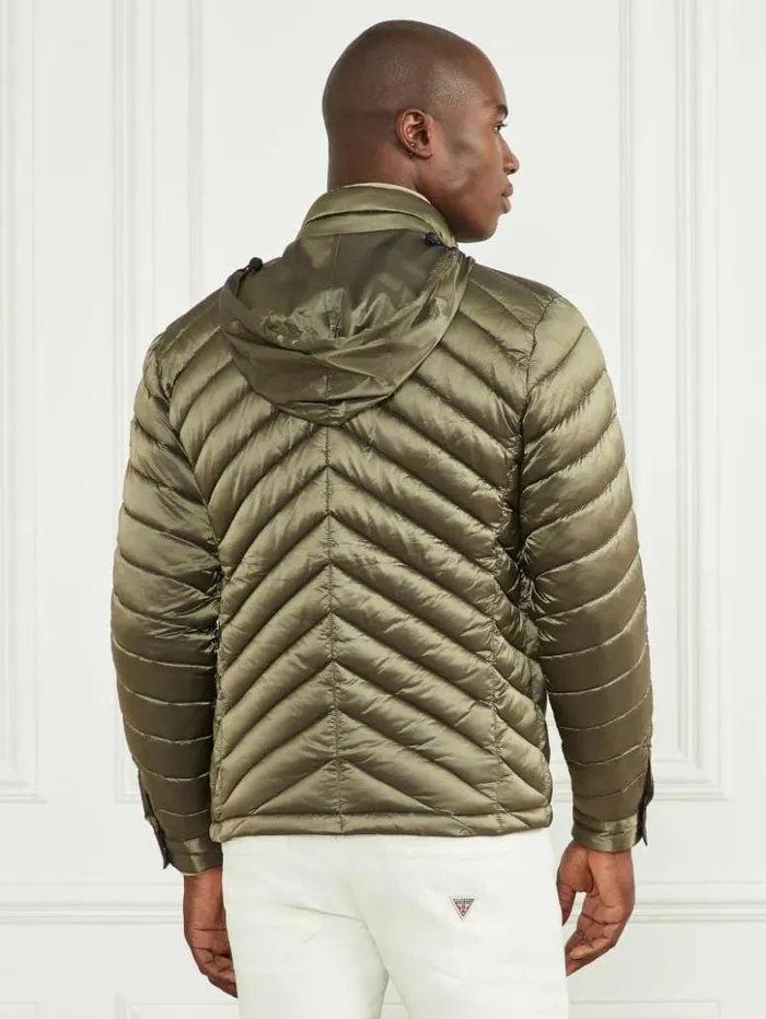Men GUESS Jackets and Coats Padded Chevron Jacket Desert Green