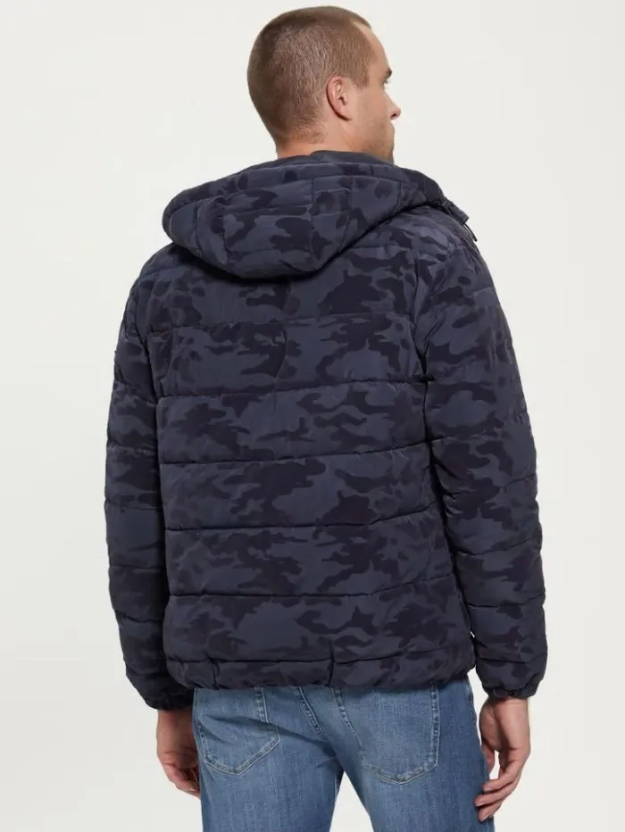 Men GUESS Jackets and Coats Paisley Camouflage Puffer Jacket Blue Camou Bandana Men GUESS Jackets and Coats Paisley Camouflage Puffer Jacket Blue Camou Bandana