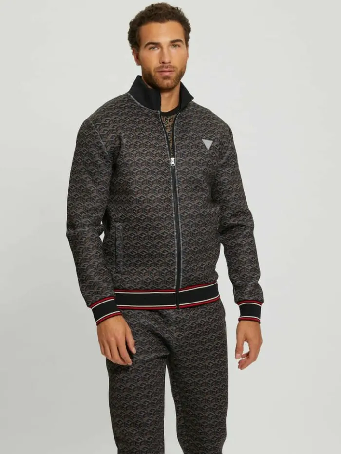 Men GUESS Jackets and Coats Rolph Signature Cube Jacket Macro G Cube Brown Combo Men GUESS Jackets and Coats Rolph Signature Cube Jacket Macro G Cube Brown Combo