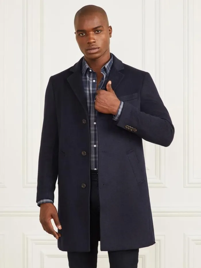Men GUESS Jackets and Coats Single Breasted WoolBlend Coat Bleu lgant