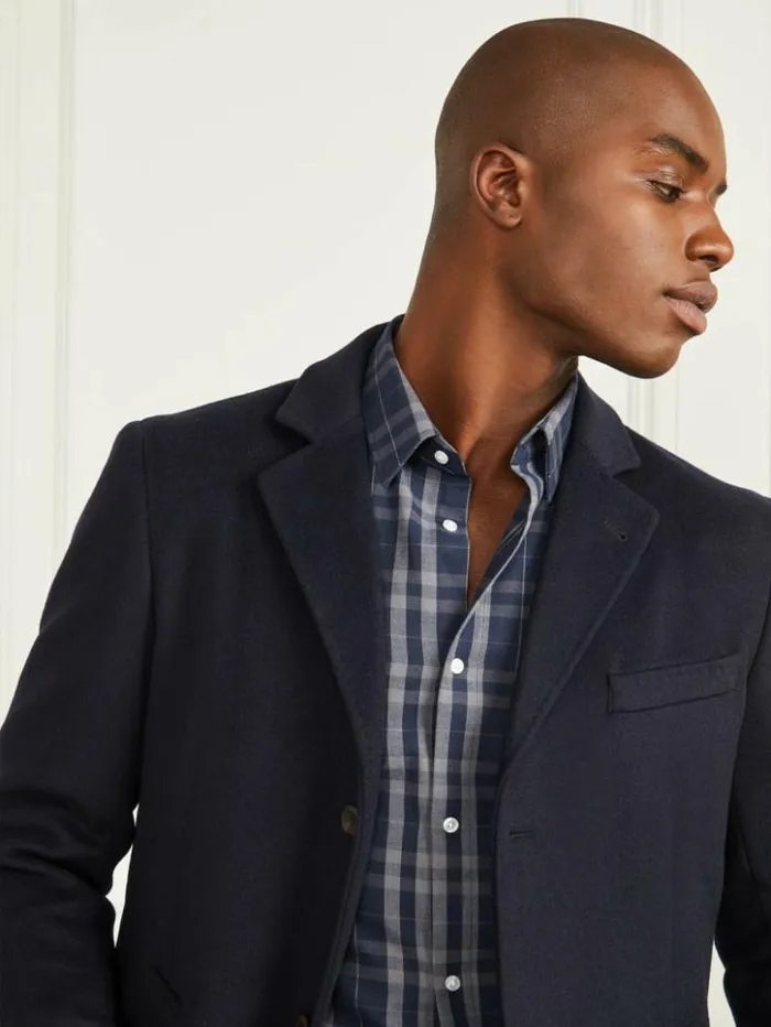 Men GUESS Jackets and Coats Single Breasted WoolBlend Coat Bleu lgant