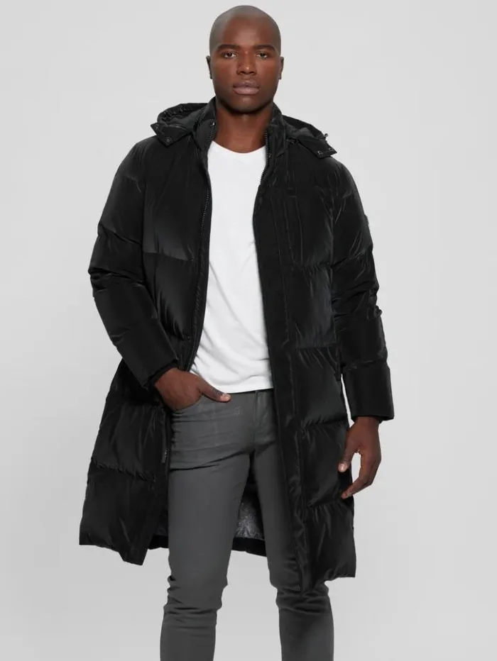 Men GUESS Jackets and Coats Space Longline Down Jacket Black