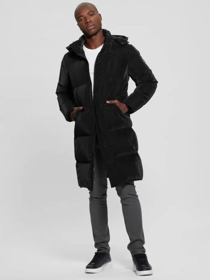 Men GUESS Jackets and Coats Space Longline Down Jacket Black