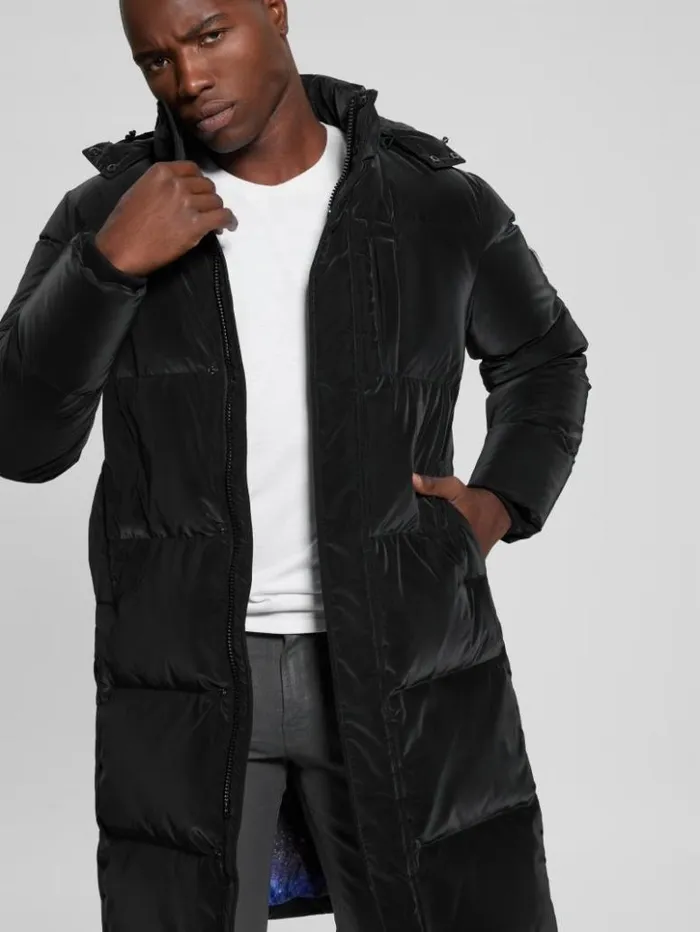 Men GUESS Jackets and Coats Space Longline Down Jacket Black