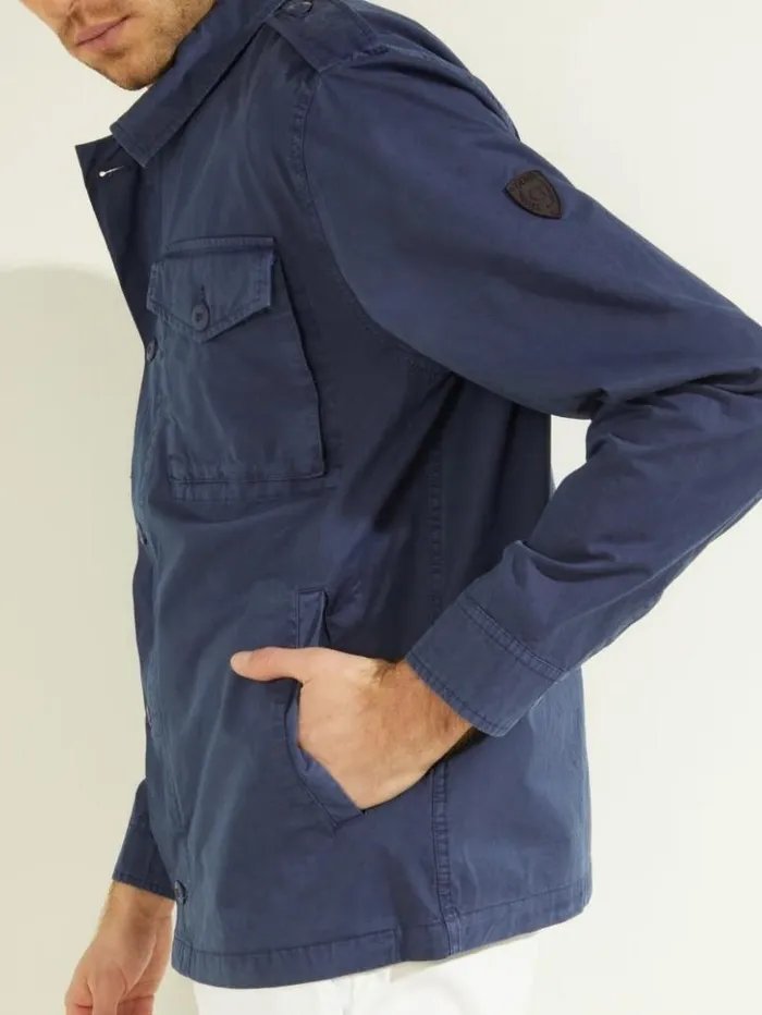 Men GUESS Jackets and Coats Washed Twill Cargo Jacket Gloaming Multi