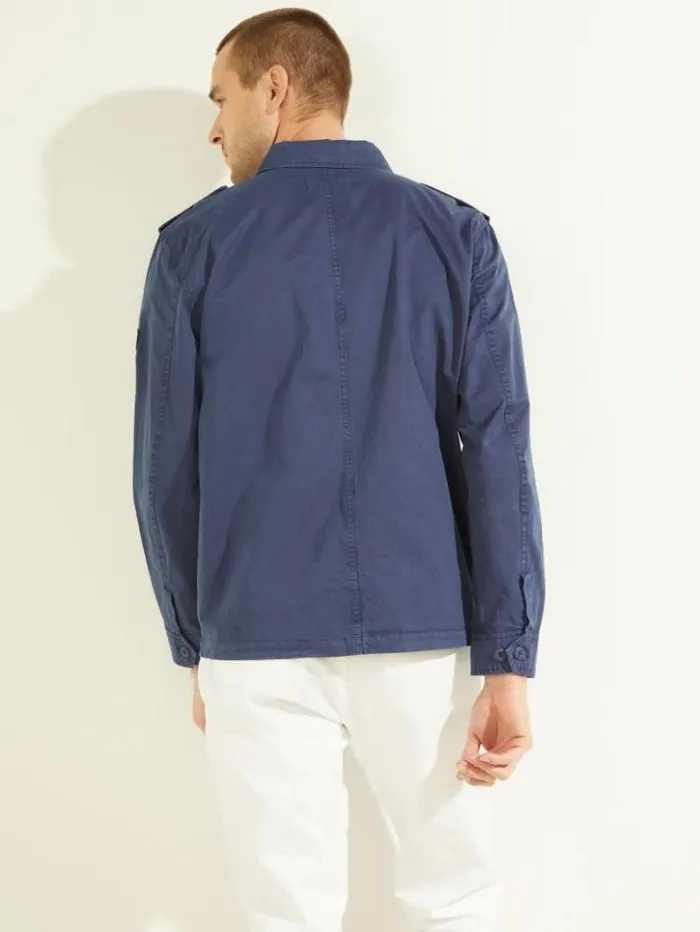 Men GUESS Jackets and Coats Washed Twill Cargo Jacket Gloaming Multi